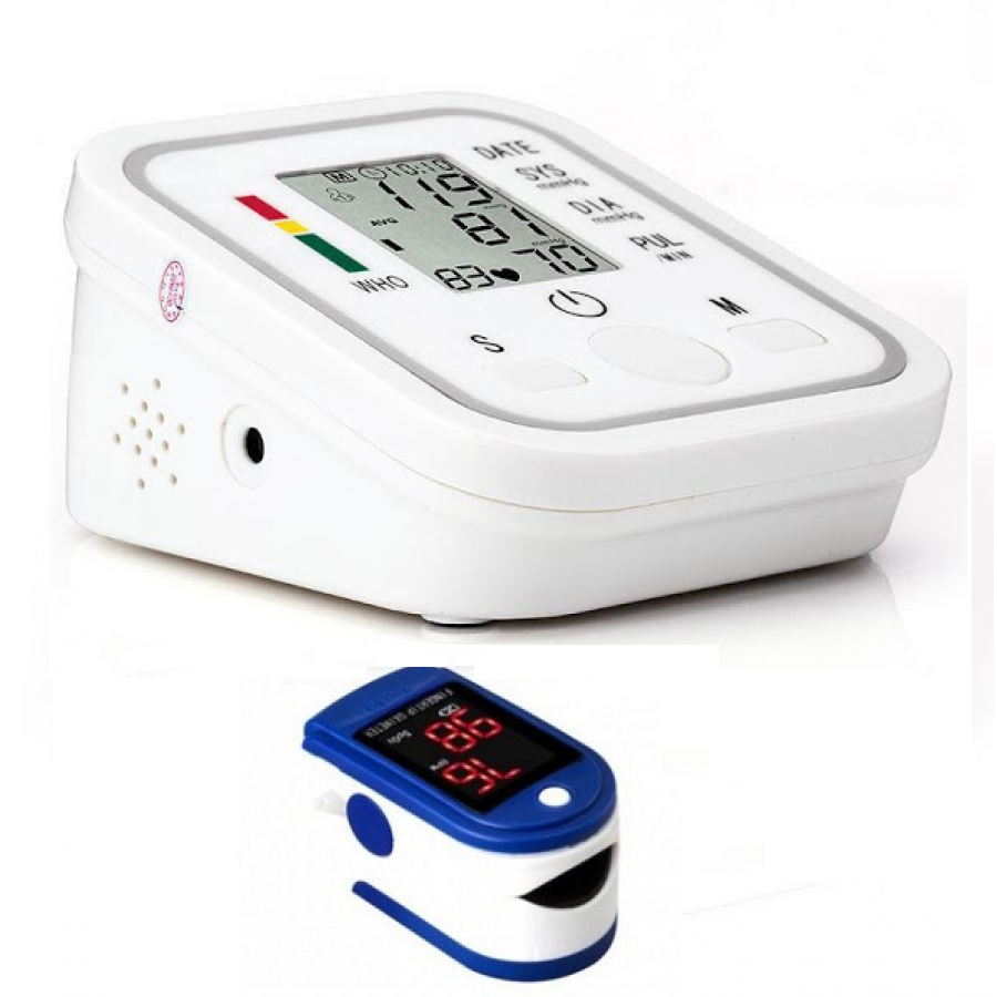 Upper Arm Electronic Blood Pressure Monitor + Non-Contact Thermometer + Pulse Oximeter