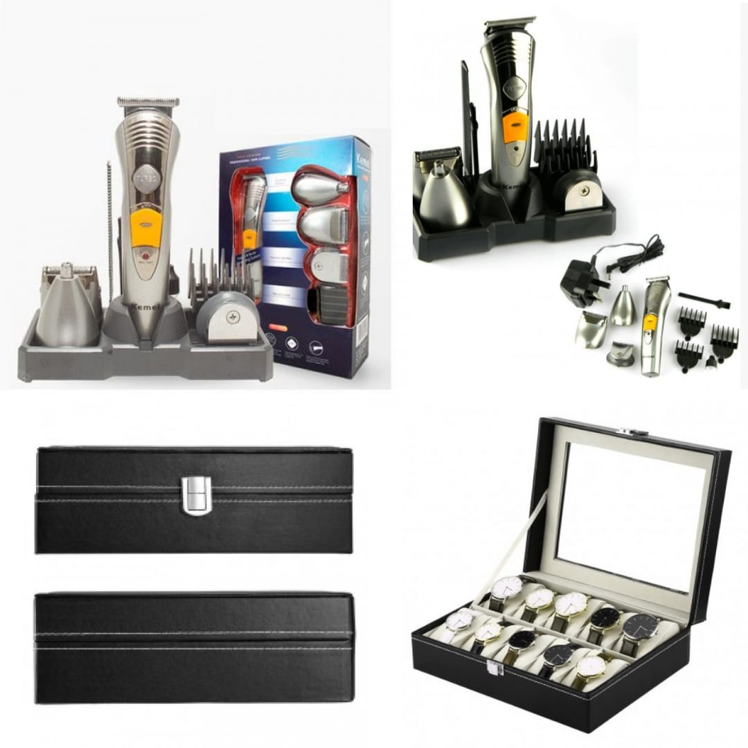7-in-1 Nikai Hair Clipper + 10-Watch Storage Box