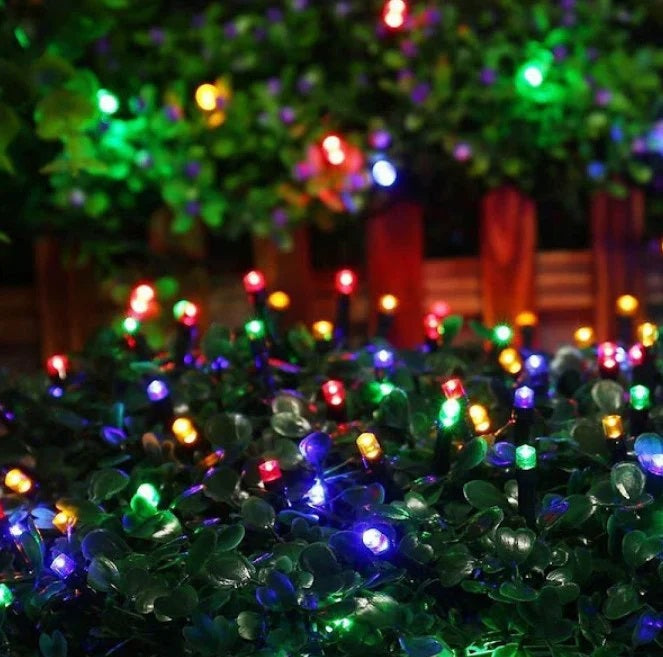 Set of 3 x 100 LED Solar Decorations - multi-colored