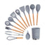 Set of 13 Silicone Cooking Utensils, Durable Bamboo Handle