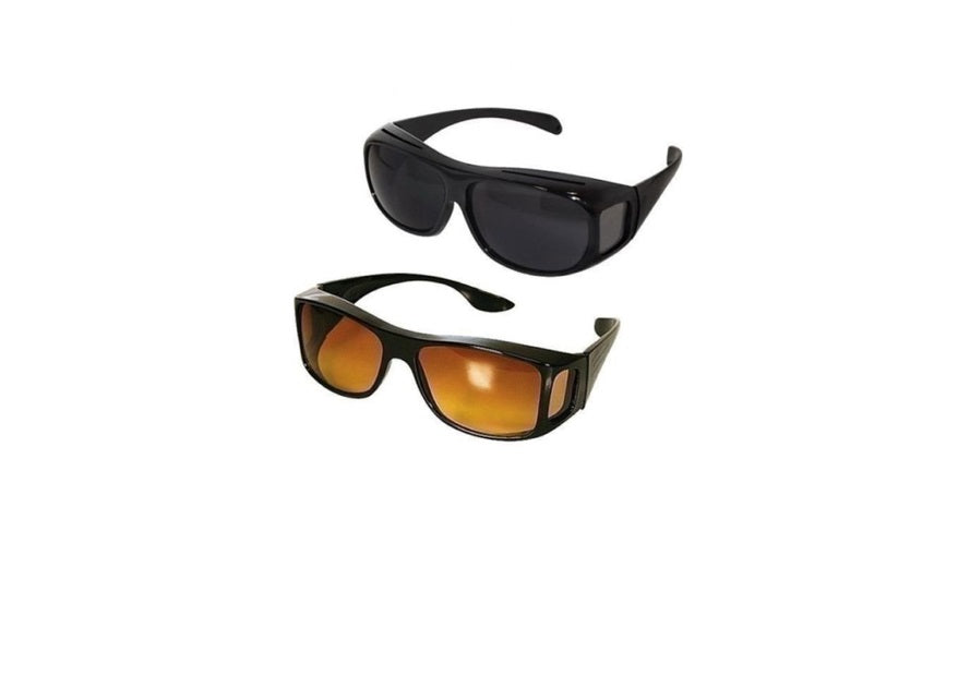 Set of 2 pairs of day and night driving glasses HD Vision