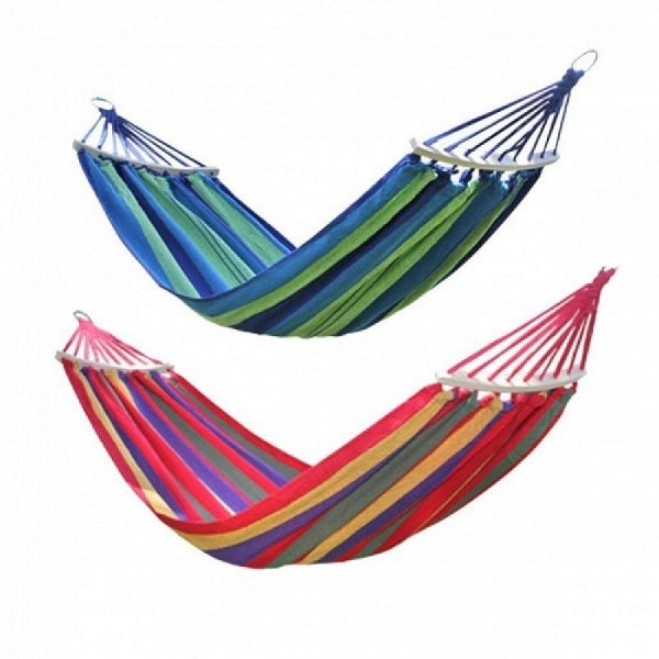 Set of 2 Colored Hammocks with Wooden Bars, 200 X 80