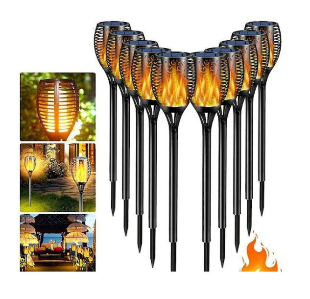 Stock Clearance! Set of 12 x Solar Torch Flame Effect Lamps 51.5 cm
