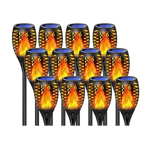 Stock Clearance! Set of 12 x Solar Torch Flame Effect Lamps 51.5 cm