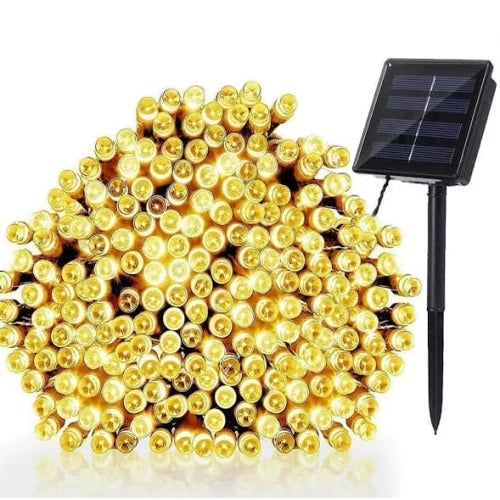 Set 2 x Decoratiune cu Incarcare Solara 100 LED, 10 Metri - Alb Cald