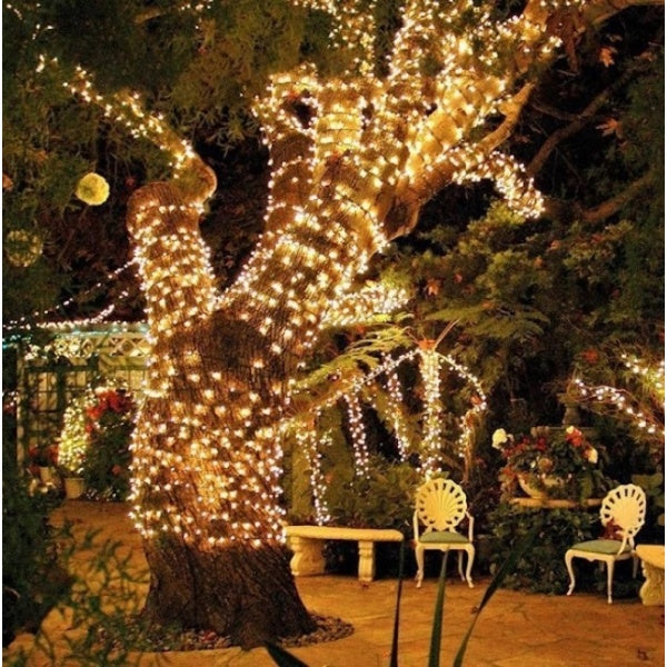 Set of 4 x Solar Powered Decorations with 100 LEDs, 10 Meters - Warm White