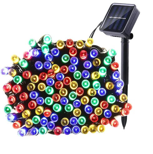 Set of 3 x 100 LED Solar Decorations - multi-colored
