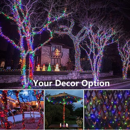 Set of 3 x 100 LED Solar Decorations - multi-colored