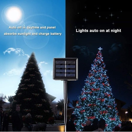 Set of 3 x 100 LED Solar Decorations - multi-colored