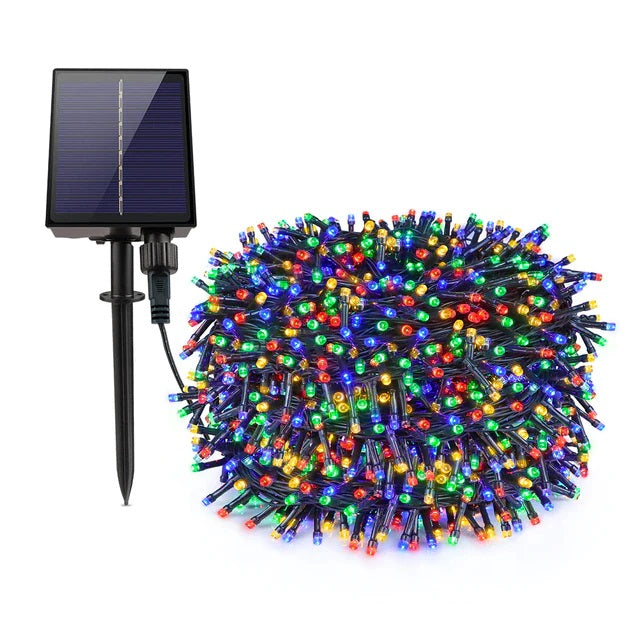 Set of 3 x 100 LED Solar Decorations - multi-colored