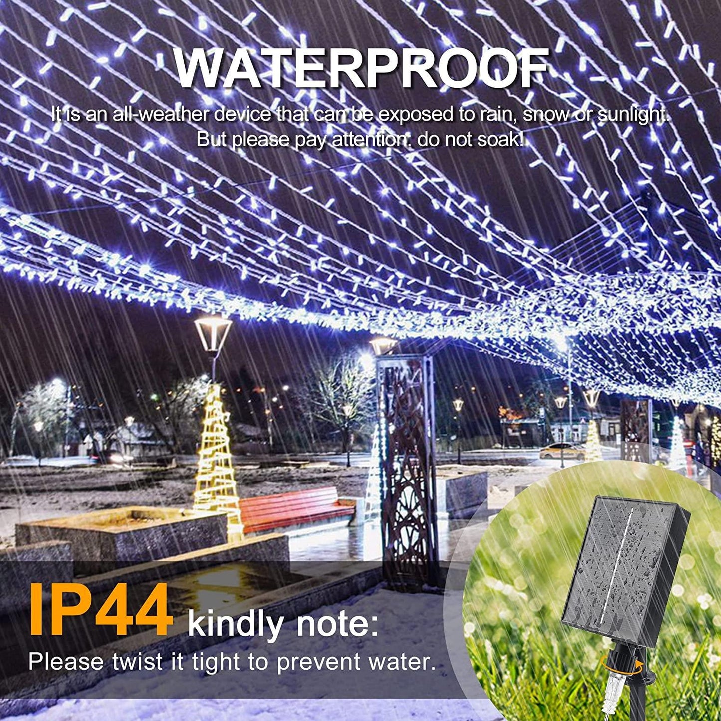 Set of 3 x 100 LED Solar Decorations - multi-colored