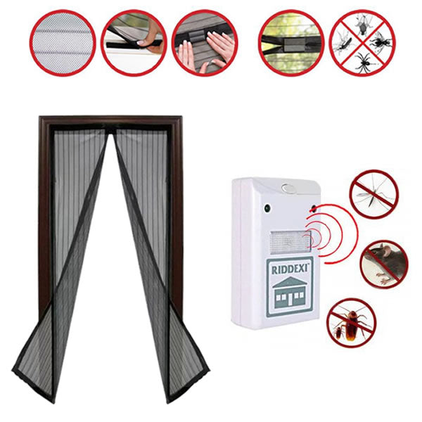 Pest Control Kit: Pest Repeller + Magic Mesh Magnetic Screen Door