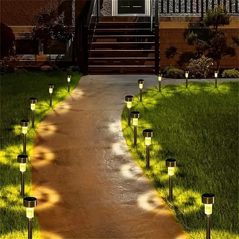 Set of 15 x Stainless Steel Solar Garden Lights, Spike Type