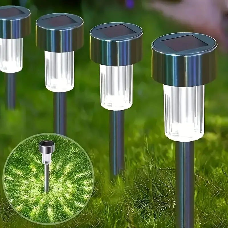 Set of 30 x Stainless Steel Solar Garden Lights, Spike Type