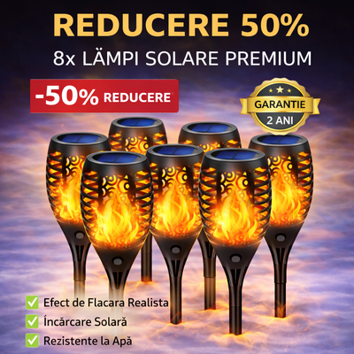 Set 8 x Lampa solara tip torta cu efect flacara 51.5 cm