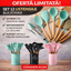 Set 12 ustensile de gatit din silicon, maner rezistent din bambus