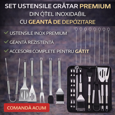 Premium Stainless Steel BBQ Utensil Set with Storage Bag, 20 Pieces