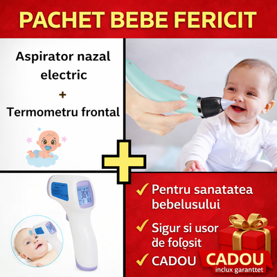 Pachetul bebelusului fericit - Aspirator Nazal Electric + Termometru Frontal Digital cu Infrarosu