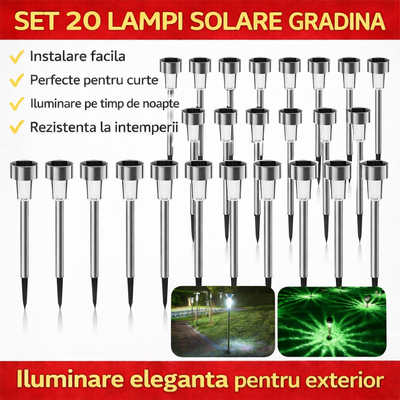 Set 20 x Lampa Solara De Gradina Inox , Tip Tarus