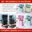 Set 19 Ustensile pentru Bucatarie din Silicon,cu Maner de  Lemn si Suport
