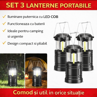 Set of 3 x Rechargeable Solar Lamps, Shenyu Camping