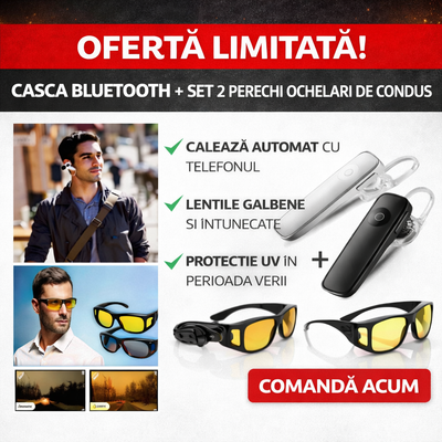 Casca Bluetooth + Set 2 perechi ochelari de condus