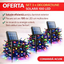 Set of 3 x 100 LED Solar Decorations - multi-colored