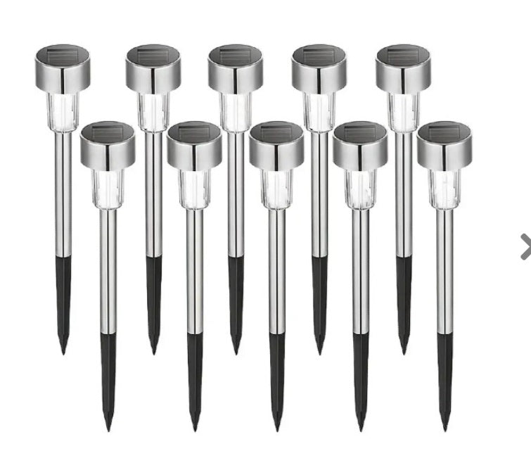 Set of 30 x Stainless Steel Solar Garden Lights, Spike Type