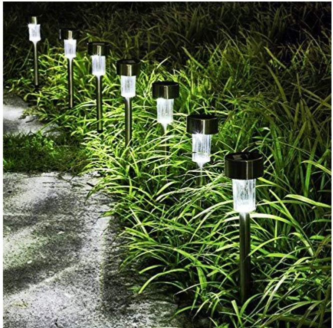 Set of 15 x Stainless Steel Solar Garden Lights, Spike Type