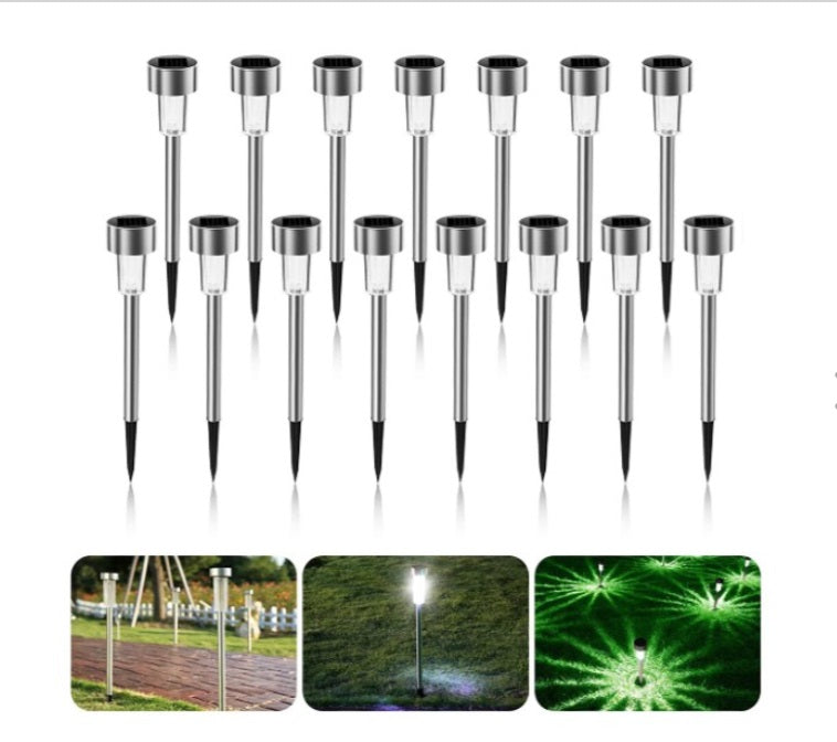 Set of 30 x Stainless Steel Solar Garden Lights, Spike Type